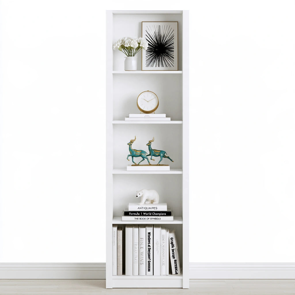 Libreria a giorno dalle linee essenziali, colore bianco
