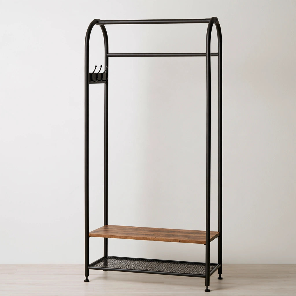 Stand appendiabiti dalle linee essenziali, colore grigio