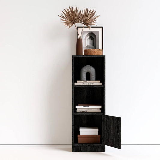 Libreria a giorno in legno, colore nero