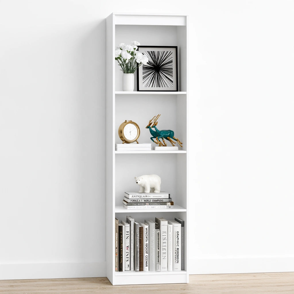 Libreria a giorno dalle linee essenziali, colore bianco