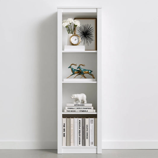 Libreria a giorno dalle linee essenziali, colore bianco