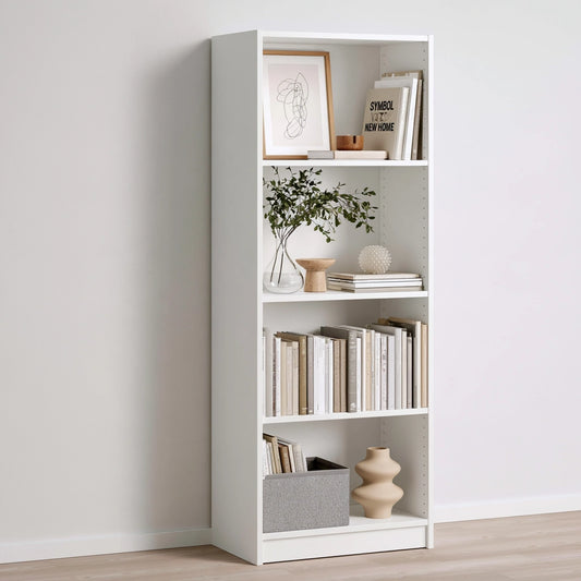 Libreria a giorno dalle linee essenziali, colore bianco