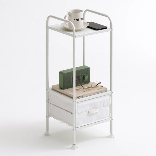 Organizer modulare dalle linee essenziali a due livelli, colore bianco