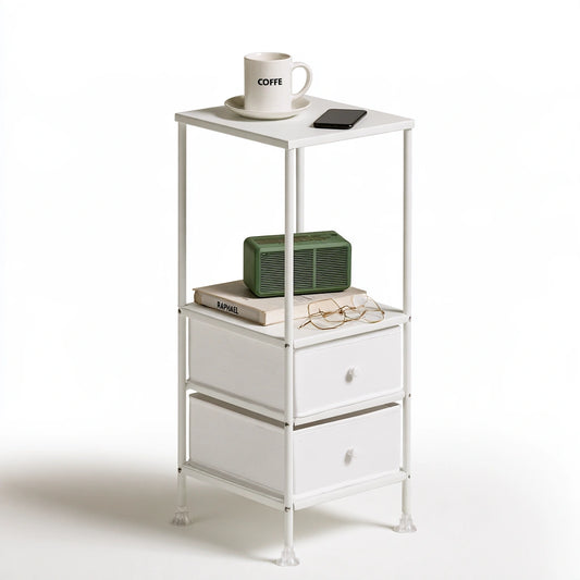 Organizer modulare dalle linee essenziali a due livelli, colore bianco